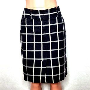 Tommy Hilfiger Black Check Plaid Pencil Skirt Pockets Zip Front Career